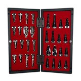 GiftHome Black Klasik Ceviz Desenli Mini Seyahat Boy Satranç Takımı ( 16 x 16 cm )