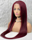 Gerçek Front Lace Tül Peruk - Düz - Koyu Kızıl 70-75cm