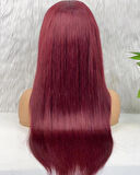 Gerçek Front Lace Tül Peruk - Düz - Koyu Kızıl 70-75cm