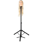 Kuaför Eğitim Mankeni İçin Ayaklı Metal Tripod - Siyah + Taşıma Çantası