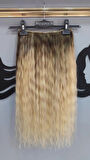 Yarımay + 2 Yan 170 gr 65-70 cm Gerçek Saç Çıtçıt Dip Kumral Alt Platin Renk