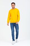 Sarı Kapüşonsuz Bisiklet Yaka Basic Sweatshirt