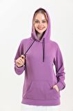 Pembe Kapüşonlu Kanguru Cepli Basic Sweatshirt