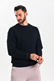 Siyah Parçalı Sweatshirt