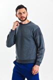 Antrasit Melanj Parçalı Sweatshirt