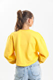 Sarı Oversize Crop Sweatshirt