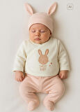 Organik Sweet Rabbit 12'li Zıbın Set Ekru
