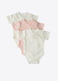 Organik New Dreams 3'lü Kısa Kol Kruvaze Body Pembe