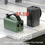 Konfulon A28q 60.000 Mah 1 Adet 22.5w Usb / 1 Adet 20w Type-c Ve 5 Adet 15w Usb Çıkışlı Pd Powerbank