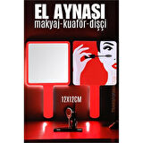 Modacar El Aynası Makyaj Aynası Kuaför Dişçi Güzellik Merkezi Aynası KIRMIZI