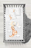 Miss Uçan Dinozorcuk Desenli Bebek Lastikli Çarşaf (60x120 / 15) 2'li Yastık Kılıfı