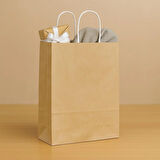 Alsepeteavm  Roll-up Kraft Çanta Naturel Küçük Boy 18x24cm 25li