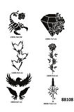 Alsepeteavm Elmas Akrep 6 Adet Geçici Dövme Şablonu Tattoo Stencil Modelleri