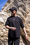 Erkek Siyah Renk Oversize Baskısız Basic Tişört