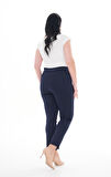 Kadın Yüksek Bel Toparlayıcı Orijinal Dalgıç Kumaş Önü Çimalı Lacivert Pantolon