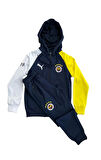 Kısmet Sepeti Lacivert Kapüşonlu Rüzgar Geçirmez Sarı Lacivert Nakış İşlemeli Çocuk Eşofman Takımı