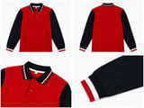 Çocuk Pamuklu Yumuşak Dokulu Hakim Yaka Ön Kırmızı Arkası Lacivert Sweatshirt