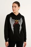 Metallica İki İplik Kapüşonlu Ön Ve Arka Baskılı Hoodie - Siyah