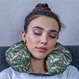 Visco Seyahat Yastığı Araba Uçak Otobüs Taşıt İçi Yolculuk Yastığı Ortopedik Yastık Yeşil 31*27*10