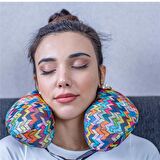 Visco Seyahat Yastığı Araba Uçak Otobüs Taşıt İçi Yolculuk Yastığı Ortopedik Yastık Desenli 31*27*10