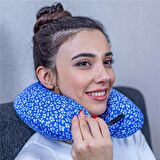 Visco Seyahat Yastığı Araba Uçak Otobüs Taşıt İçi Yolculuk Yastığı Ortopedik Yastık Desenli Mavi 31*27*10