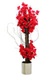 Kırmızı Bahar Dalı 100 Cm 12x12 Metal Saksı