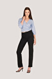 P-005007 - Kadın Uzun Kollu V Yaka Wrap Bluz - MAVİ