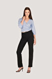 P-005007 - Kadın Uzun Kollu V Yaka Wrap Bluz - MAVİ