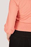 P-005007 - Kadın Uzun Kollu V Yaka Wrap Bluz - AÇIK PEMBE