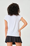 P-004932 - Kadın Kısa Kollu Yüksek Yaka Örme T-Shirt - OPTİK BEYAZ