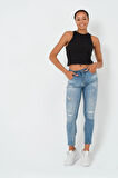 P-004925 - Kadın Fitilli Crop Örme Atlet - SİYAH