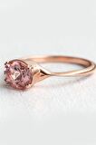 PEMBE KUVARS DOĞAL TAŞLI YÜZÜK - AK0485