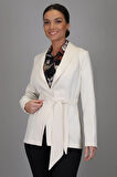 SWEETNESS Kadın Ekru Kemerli Astarsız Ceket 