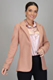 SWEETNESS Kadın Pudra Buklet Kumaş Astarsız Tek Düğmeli Ceket