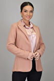 SWEETNESS Kadın Pudra Buklet Kumaş Astarsız Tek Düğmeli Ceket