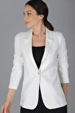 SWEETNESS Kadın Beyaz Tek Düğmeli Astarlı Ceket 