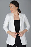 SWEETNESS Kadın Beyaz Tek Düğmeli Astarlı Ceket 