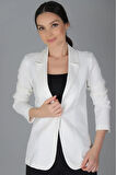 SWEETNESS Kadın Beyaz Tek Düğmeli Astarlı Ceket 