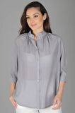 SWEETNESS Kadın Gri Yakası Büzgülü Gömlek 