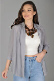 SWEETNESS Kadın Gri Yakası Büzgülü Gömlek 