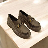 Anatolia Siyah Deri Kadın Günlük Ayakkabı