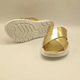 Alessia Gold Deri Comfort Terlik