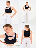 Beyaz Biyeli Siyah Crop