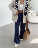 Örme Saten Kemersiz Palazzo Pantolon