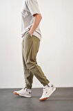 Erkek Relax Fit Kalıp Beli ve Paçası Lastikli Jogger Pantolon
