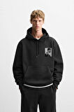 Kapuşonlu Oversize Kalıp Creative Proces Baskılı Hoodie