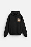 Kapuşonlu Luces Baskılı Oversize Kesim Hoodie