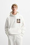 Kapuşonlu Luces Baskılı Oversize Kesim Hoodie