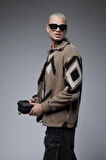 Gömlek Yaka Desenli Oversize Unisex Polar