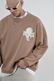 Bisiklet Yaka Darkness Baskılı Oversize Unisex Sweatshirt